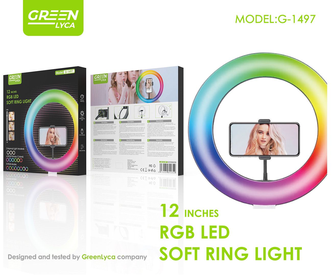 RING LIGHT LUCE AD ANELLO LED 13 POLLICI RGB